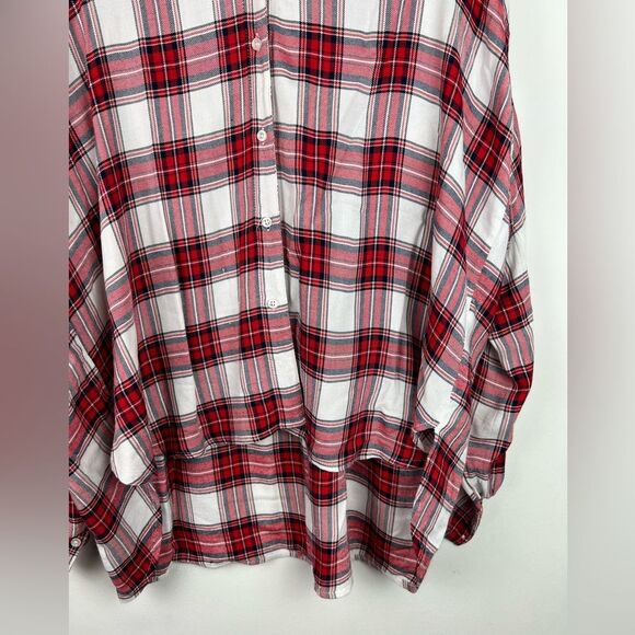 Sneak Peek Oversized Plaid Long-sleeved Button Down Shirt Size Small - Picture 5 of 10